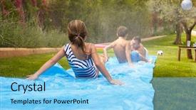  Presentation with fun - PPT theme featuring spain slides - rear view of family having background and a light blue colored foreground