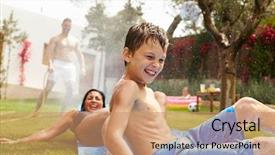  Presentation with water treatmment - Cool new PPT theme with family having fun on water backdrop and a coral colored foreground