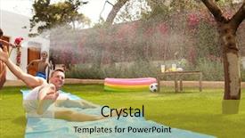  Presentation with sustainable development water - Amazing theme having having fun on water slide backdrop and a gold colored foreground