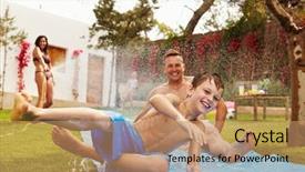  Presentation with water droplet as water - Colorful theme enhanced with having fun on water slide backdrop and a coral colored foreground