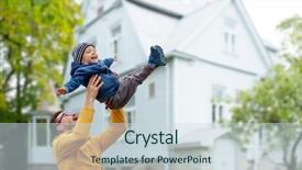  Presentation with childhood - Theme featuring having fun outdoors over house background and a sky blue colored foreground