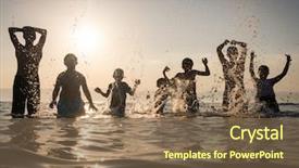  Presentation with memories - PPT theme featuring having fun outdoors summer vacation background and a tawny brown colored foreground