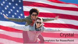  Presentation with american flag - Amazing presentation theme having having fun over american flag backdrop and a coral colored foreground
