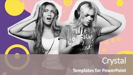  Presentation with people collage - Beautiful presentation design featuring having fun over art colorful backdrop and a gray colored foreground