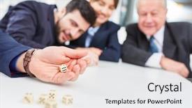  Presentation with building team - Beautiful PPT theme featuring having fun playing dice game backdrop and a white colored foreground