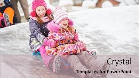  Presentation with winter ice - Amazing slide deck having having fun riding ice slide backdrop and a soft green colored foreground