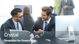  Presentation with cheerful - PPT theme having having fun sitting at desk background and a ocean colored foreground