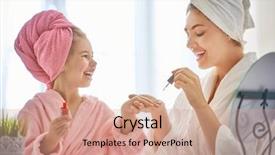  Presentation with loving mom - Presentation theme having having fun sitting at dressing background and a coral colored foreground