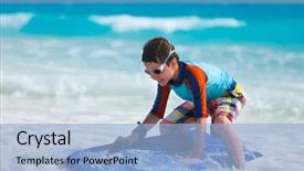  Presentation with wind surfing - Theme having having fun surfing on boogie background and a  colored foreground