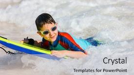  Presentation with vacation - Colorful presentation design enhanced with having fun swimming on boogie backdrop and a light gray colored foreground