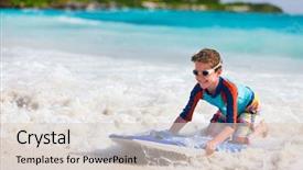  Presentation with competive swimming - Beautiful PPT theme featuring having fun swimming on boogie backdrop and a  colored foreground