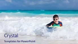  Presentation with swimming - Audience pleasing presentation design consisting of having fun swimming on boogie backdrop and a sky blue colored foreground