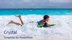  Presentation with swimming - Colorful presentation design enhanced with having fun swimming on boogie backdrop and a sky blue colored foreground