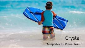  Presentation with swimming - Presentation design featuring having fun swimming on boogie background and a mint green colored foreground