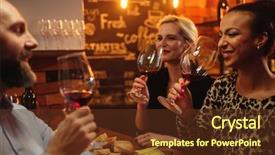  Presentation with talk - PPT theme featuring having fun talk behind bar background and a tawny brown colored foreground