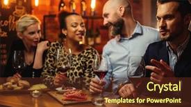  Presentation with talk - Beautiful slides featuring having fun talk behind bar backdrop and a tawny brown colored foreground