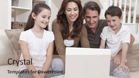  Presentation with older parents computer - Slides featuring having fun using laptop computer background and a coral colored foreground