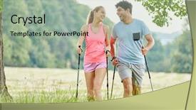  Presentation with walking nordic - Presentation design with having fun while nordic walking background and a light gray colored foreground