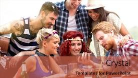  Presentation with close up of young girls - Colorful presentation theme enhanced with having fun while watching photo backdrop and a red colored foreground