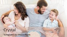  Presentation with living room family - Slide deck consisting of having fun while watching television background and a lemonade colored foreground