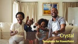  Presentation with television watching - Presentation design with parents and kids having fun background and a tawny brown colored foreground