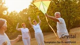  Presentation with active seniors senior e - Slides with having fun whith kite flying background and a coral colored foreground