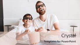  Presentation with one young man exercising handball - Amazing PPT layouts having having fun with his son backdrop and a lemonade colored foreground