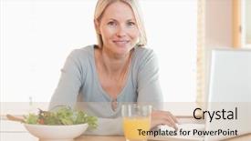  Presentation with healthy school lunch - Colorful PPT layouts enhanced with having healthy lunch while work backdrop and a soft green colored foreground