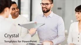  Presentation with recruitment hiring - Audience pleasing presentation design consisting of having interview with female employee backdrop and a lemonade colored foreground