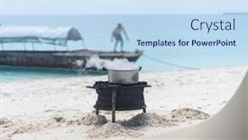  Presentation with joy - Slide set having having-joy-on-beach-sand background and a sky blue colored foreground