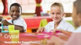  Presentation with school cafeteria - Colorful PPT theme enhanced with having lunch during break time backdrop and a coral colored foreground