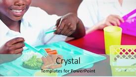  Presentation with school cafeteria - Colorful presentation theme enhanced with having lunch in school cafeteria backdrop and a arctic colored foreground