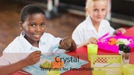  Presentation with school cafeteria - Slide set with having lunch in school cafeteria background and a red colored foreground