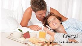  Presentation with luxury hotel - Slide set featuring having luxury breakfast in hotel background and a lemonade colored foreground