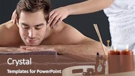  Presentation with spa salon - Audience pleasing PPT theme consisting of having massage in spa salon backdrop and a tawny brown colored foreground