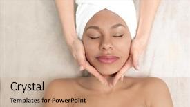  Presentation with african american girl power business - Beautiful theme featuring having massage in spa salon backdrop and a coral colored foreground