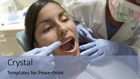  Presentation with medical procedure - Presentation theme featuring having medical procedure at dentist background and a light blue colored foreground