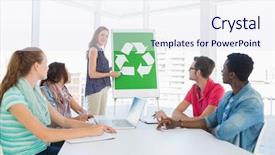  Presentation with virtual team meeting - Beautiful slide deck featuring clothing - young woman smelling clean clothes backdrop and a light gray colored foreground.