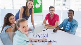  Presentation with virtual team meeting - Audience pleasing slide set consisting of having meeting about eco policy backdrop and a lemonade colored foreground