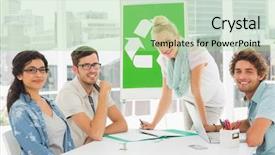  Presentation with team meeting - Beautiful slides featuring having meeting about eco policy backdrop and a  colored foreground