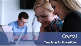  Presentation with social business people network - PPT layouts having having meeting in corporate enviroment background and a ocean colored foreground