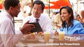  Presentation with talent meeting - Cool new presentation with having meeting in outdoor restaurant backdrop and a coral colored foreground