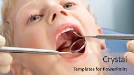  Presentation with kids dental - Theme featuring having mouth checkup in dental background and a coral colored foreground