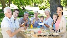  Presentation with kid s happy fathers day - Beautiful slide deck featuring having picnic in the park backdrop and a coral colored foreground