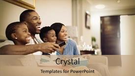  Presentation with television watching - Slide deck featuring having popcorn while watching television background and a coral colored foreground