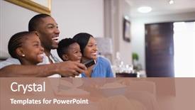  Presentation with television watching - Audience pleasing slides consisting of having popcorn while watching television backdrop and a coral colored foreground