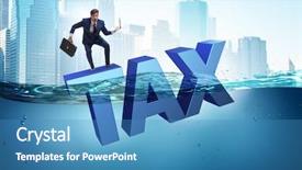  Presentation with tax - Presentation theme consisting of having problems with paying tax background and a teal colored foreground