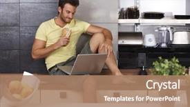  Presentation with reservation counter - Beautiful slide set featuring having sandwich using laptop computer backdrop and a coral colored foreground