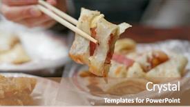  Presentation with pancake - PPT layouts enhanced with asian flavours - having taiwanese breakfast chinese egg background and a coral colored foreground