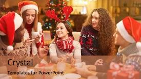  Presentation with tea - Beautiful slides featuring having tea on christmas eve backdrop and a coral colored foreground